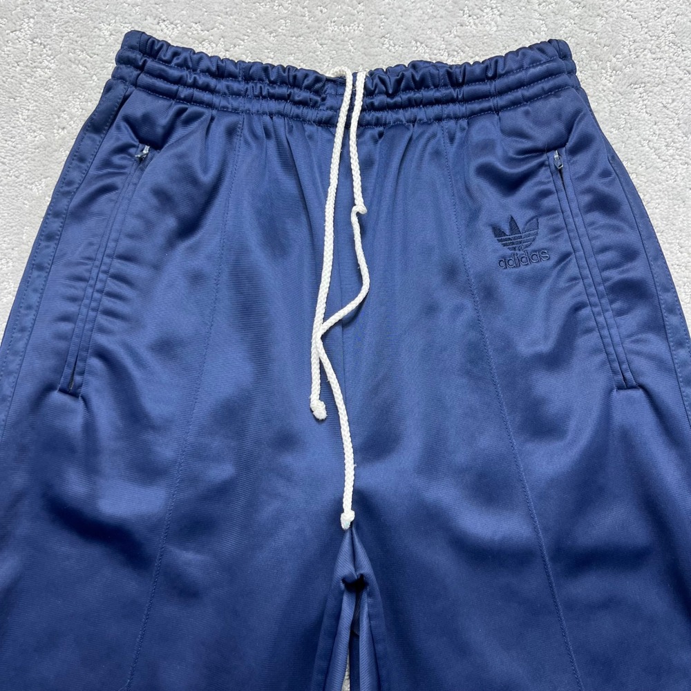 VINTAGE 80s Adidas Track Pants Large Navy Blue Straight Trefoil Made in USA